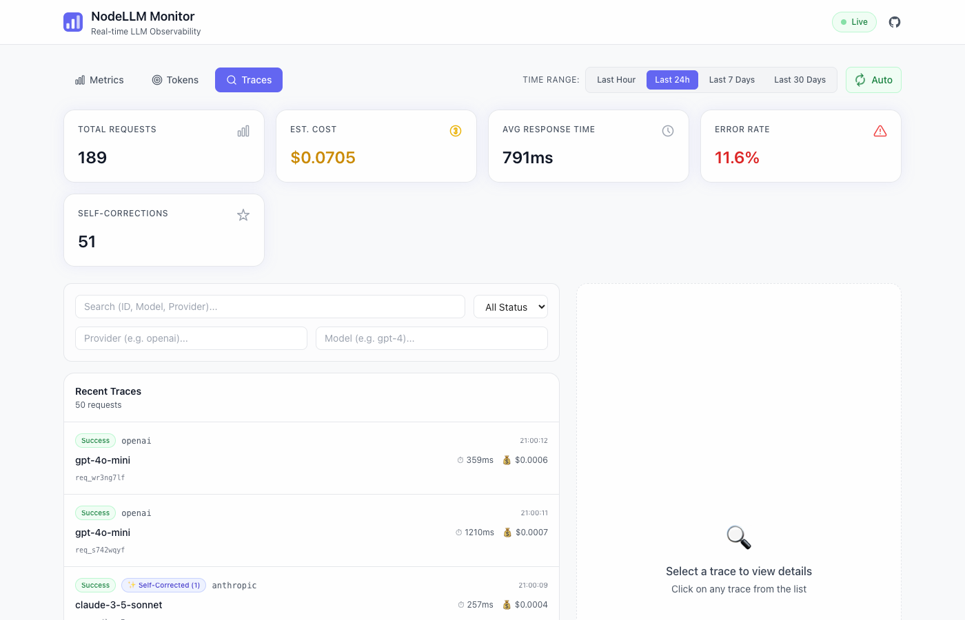 Trace List with Badges